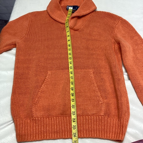 Polo by Ralph Lauren Sweater Women’s Medium Linen Blend Orange Pullover Pocket - Picture 5 of 8